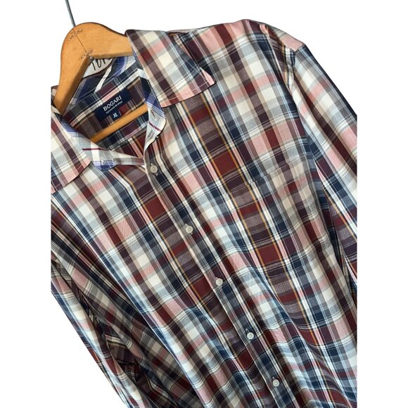 Bogari Plaid Button-Up Shirt Red/Blue/White Cotton Blend Long Sleeve Size XL - Picture 3 of 6